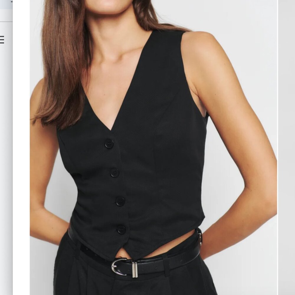 Reformation Devin Twill Vest Black Size 8 (Originally $148)